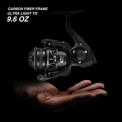 Image of Piscifun Carbon X Ultralight Spinning Reel, Carbon Frame, 33lb Max Drag | 10+1 shielded bearings, smooth retrieve, two handle styles by size, balanced for freshwater bass and trout fishing, 500-4000