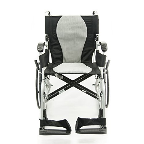 Karman Ergo Flight Ultra Lightweight Ergonomic Wheelchair | S-Style Seat Size 16" X 17" | Fixed Wheel | Frame Color Pearl Silver & Free 130 Db Black Personal Safety Alarm/Siren! #TOP4