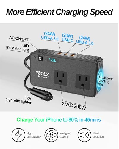 Image of YSOLX 300W Car Inverter Power Outlet Dual AC Car Plug Adapter Outlet