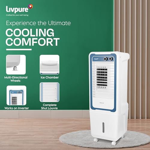 Image of Livpure Magnakool Tower 36L Air Cooler|High Speed Air Delivery|188 Sq.Ft. Large Area Coverage|Ice Chamber|High Density Honeycomb Pads|Inverter Compatible|2Yrs Motor Warranty,1 Yr Comprehensive(White)