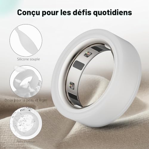 Snyeest Coque compatible avec Oura Ring 4/Ring 4 en céramique/bague Gen 3, coque de protection en silicone anti-rayures élastique pour femme et homme - Transparent + Starlight - M pour 8/9/10/11 – vue 4