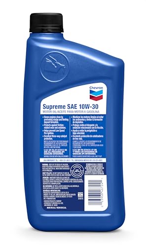 Image of Chevron Supreme (220155719-12PK) 10W-30 Motor Oil - 1 Quart, (Pack of 12)
