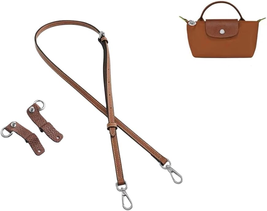 Single Handle Conversion Set Compatible With Longchamp Mini Pouch Real Leather Free Punching, brown-S