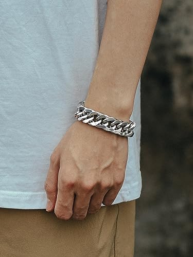 Richsteel Men's 316L Stainless Steel Link Chain Miami Cuban Bracelet 8.2 Inch #TOP1