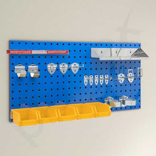 Image of Plantex Metal Peg board for Wall /Storage Pegboard for Tools /Peg Board Tool Organizer for Garages Workshop Home /For Power Tool & Hand Tools - Wall Mount (90 x 45 cm)