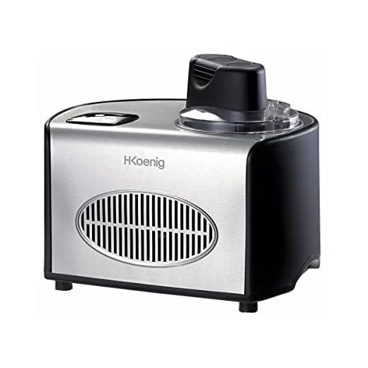 H.Koenig HF250 Máquina Para Hacer Helados Caseros y Sorbetes Profesionales, Heladera Con Compresor, 150 W, 1,5 Litros, Preparación 30 Mins, Pantalla LCD, Conservación En Frío, Acero Inoxidable