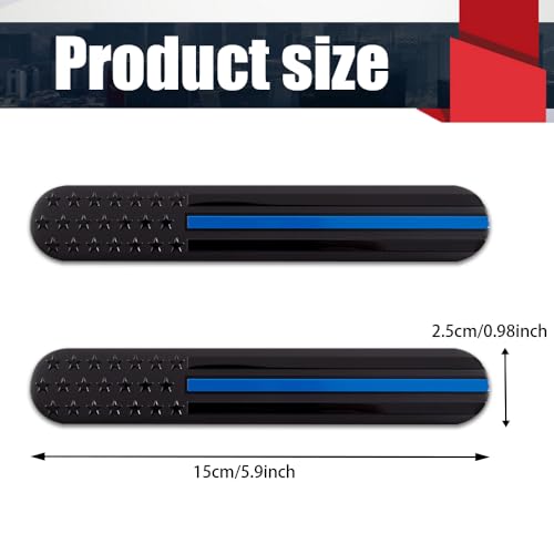 Image of 2PCS USA American Metal Flag Auto Fender Emblem, American Flag Decal, 6 inchx1 inchMetal American Flag Emblem Stickers, Universal Car Accessories 3D Adhesive Sport Badge for Car SUV Truck (Blue)