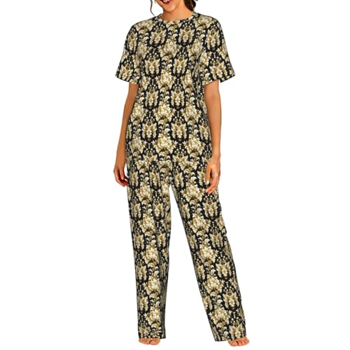 Pyjama à manches courtes imprimé damassé légèreté et confort nocturne
