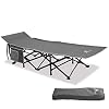 ALPHA CAMP Foldable Camping Bed XL Lightweight with Side Pocket, Camp Bed Foldable Aluminium up to 250 kg, with Transport Bag, Ideal for Camping, Travel, Indoor, Outdoor, Beach and Garden, 190 x 67 cm, Grey