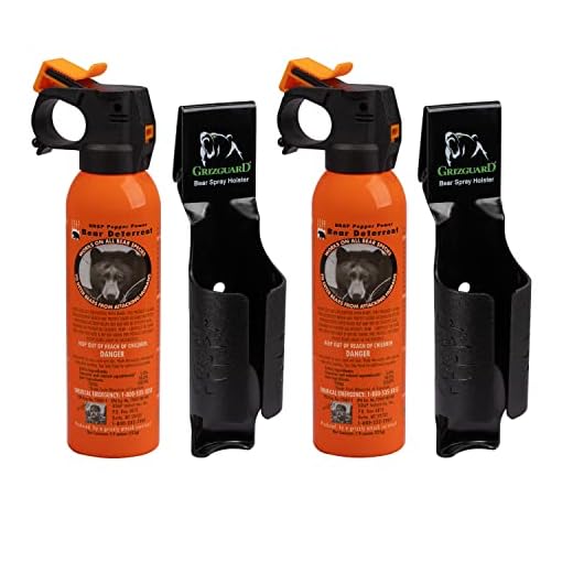 UDAP Pepper Power Bear Spray Self Defense Deterrent with Griz Guard Holster for Camping, Hiking, Fishing, Powerful Blast Pattern, 30 ft Fog Barrier, Safety Orange, SOG2, 7.9 oz, 2 Pack