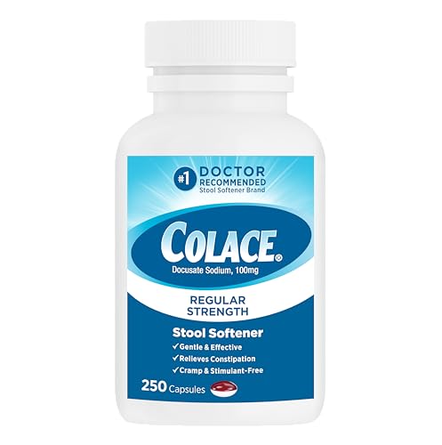 Colace Stool Softener 100 mg, 250 Capsules,...