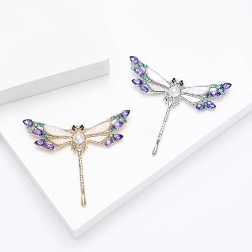 Image of Dragonfly Brooch and Pins for Women Enamel /Rhinestone Crystal Dragonfly Animals Brooches Jewelry for Mom Wife Elegant Dress Accessories Birthday Gifts