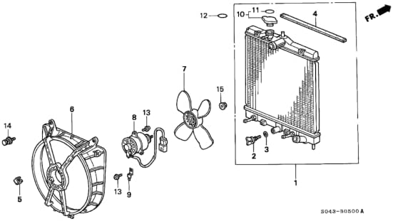 19030-P1R-003 19030-P08-003 19030-P08-013 Well Auto Radiator Fan Motor-L Driver Side Denso Type 94-01 Integra 95-98 TL 5 Blade Fan 92-98 Civic 93-97 Del Sol 4 Blade Fan