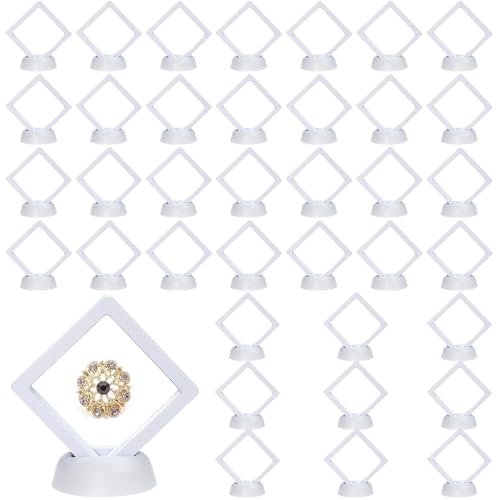 Vitrine flottante 7.6 cm cadre transparent et support de présentation bague