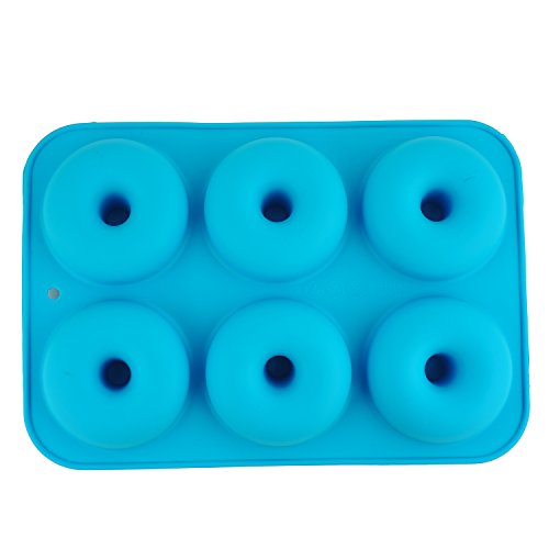 Selecto Bake Silicone Donut Moulds Silicon Doughnut Mould Large Non-Stick 6 Cavity Molds Doughnut Tray Donut Pan Bagel Baking Tin Muffin Cupcake Biscuit Doughnut Maker Bakeware Blue