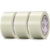 Ealyder Tape Glasfaser-Filamentband 50 mm x 27,4 m, Glasfaserband glasfaserverstärktes Fadenverstärkt Filamentband – Hochbelastbares Umreifungsband & Verpackungsband, 3 Rollen