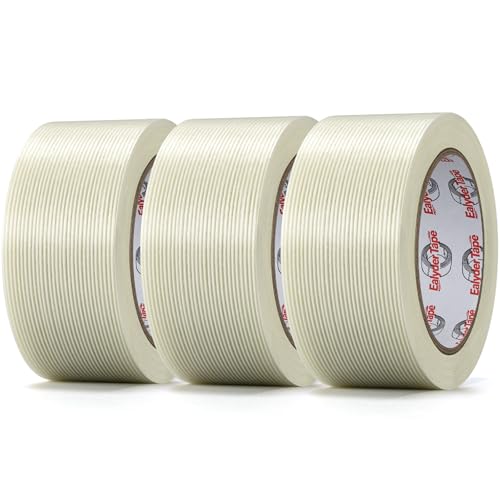 Image of 3 Pack Transparent Fiberglass Tape 2 inch x 30Yd 5.5 Mil Filament Tape