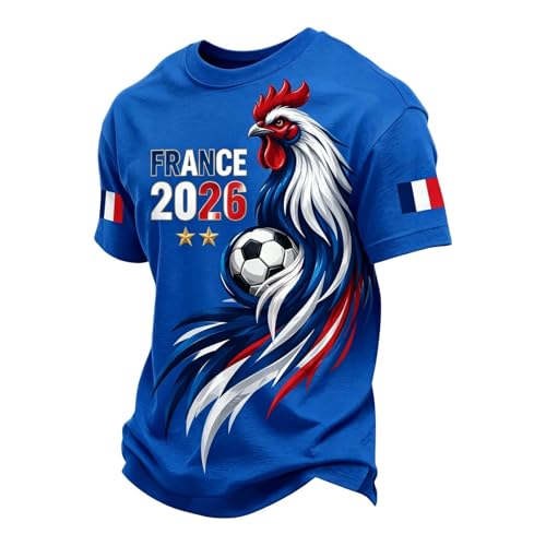 Générique Maillot France 2026 Homme – Maillot de Foot France avec Coq Gaulois, Haut Décontracté Style Fan Respirant pour Supporter Équipe de France...