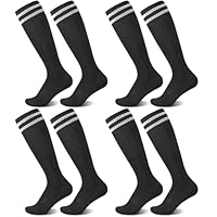 Firtink 4 Paare Fußballsocken Kinder, Sportsocken Fußball Socken Trainingssocken Fussball Socken für Jungen und Mädchen Schwarz , 3Y+ / 33-37