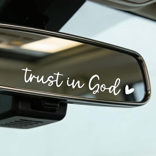 6Pcs Trust in God Mirror Stickers Rearview Mirror Decal Laptop Sticker Trust in God Stickers for Window Tumbler and Water Bottle(White)