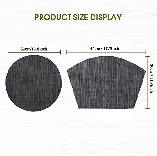 Lyper Round Table Placemats Set Of 5, Woven Vinyl Wedge Placemats Table Mats With Centerpiece Non-S-Liptable Mat For Farmhouse Restaurant Hotel - Heat Resi-Stant Wipe Clean (Black) #TOP1