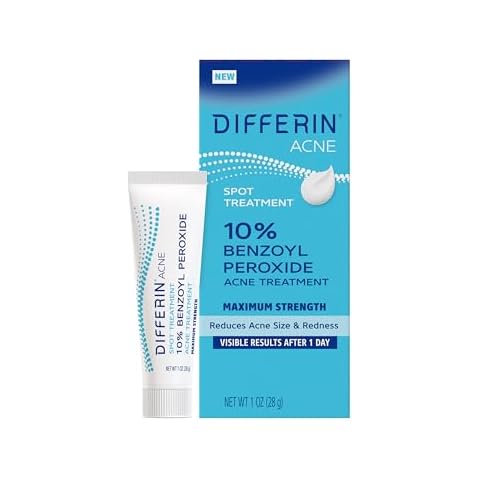 Differin Acne Spot Treatment with 10% Benzoyl Peroxide, Maximum Strength OTC Acne Treatment, Fast Acting Spot Treatment for Face, 1 oz Cover