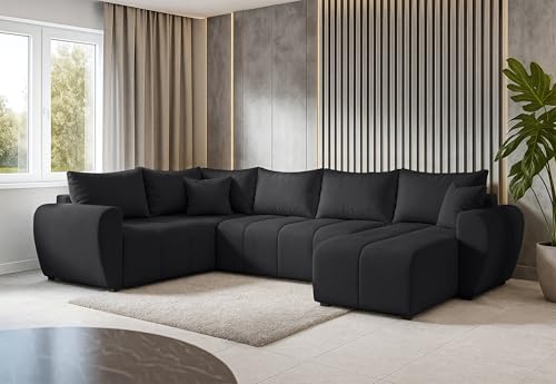 AXLIVING Malatya U XL Wohnlandschaft U Form XXL Ecksofa Schwarz modern L