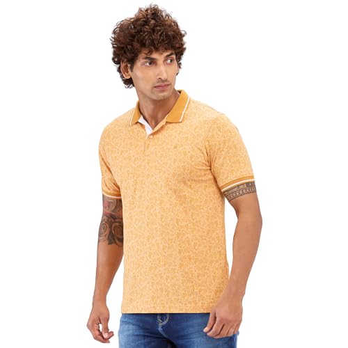 Image of Raymond Men's Modern Fit Print Pattern Pure Cotton Half Sleeve Polo Casual T-Shirt