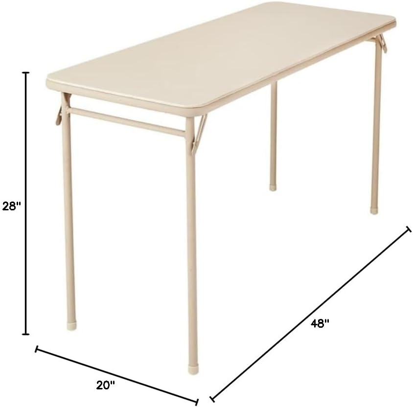 Cosco Folding Serving Table, 20" x 48", Antique Linen and COSCO 20" x 48" Vinyl Top Folding Table, Black Bundle