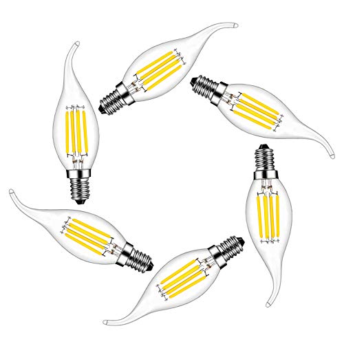 MENTA Ampoule Flamme LED E14, 4W Equivalent à Ampoule Halogène Incandescente 40W, Blanc Froid 6500k, Flamme Bougie LED encastrable, 360° Faisceau, 400lm,...
