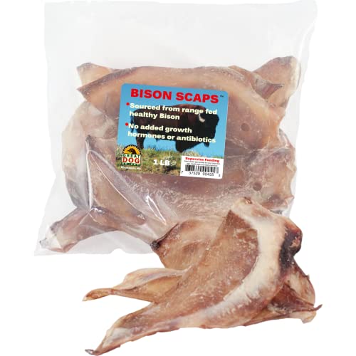 Great Dog Co. Bison Scaps - 1 LB Bag (Approximately 10-11 Pieces) - USA Sourced & Made - Long-Lasting Dog Chews