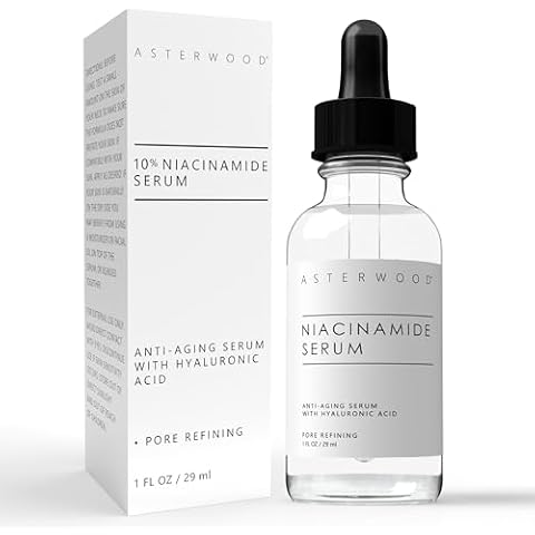 Asterwood Niacinamide Serum for Face - Anti-Aging, Pore Minimizing, Hydrating - Vitamin B3 Facial Serum - with Hyaluronic Acid - Tone, Texture - 10% Niacinamide - 29 ml/1 oz Cover