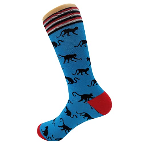 Monkey Stripe Dress Socks Funny Novelty Crazy Fun Design Men Size 8-12 Cotton Casual Crew Colorful Funky Fancy Socks Gift for Men3