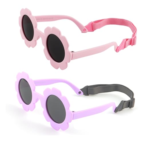 Baby Flower Sunglasses with Adjustable straps Polarized sunglasses for Toddler from 0-24 Months Outdoor Beach