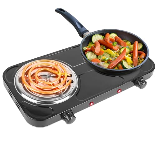 KOCASO 2000W Portable Electric Double Burner Hot Plate with Coil Heating