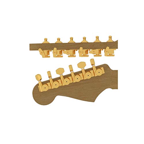 Hipshot Grip-Lock Vintage 6 Inline Bass Side Staggered Closed 8.5Mm Tuners With Universal Mounting Plate, Gold #TOP1