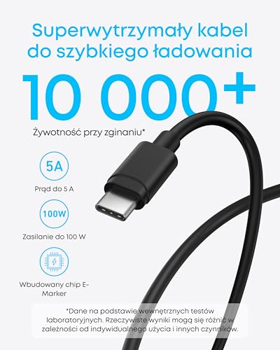 Anker Ładowarka USB C 45 W, zestawy ładujące z 1.5M kablem, szybka ładowarka, kompaktowa ładowarka, kompatybilny z iPhone 16/15/14/13, iPad, Samsung Galaxy S24/S23, Pixels (Czarny, 1 opakowanie)