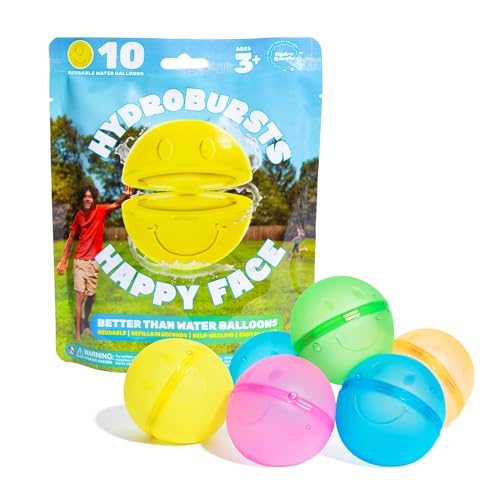 Image of Hydroburst 10-pack Reusable Water Balloons by Relatable, For The Pool, Beach Toys And Outdoor Play Toys, Includes 10 Refillable Balloons With Smiley Faces