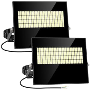 2 Pack 100W LED Flood Light Outdoor 15000LM Super Bright Security Light IP67 Waterproof Flood Lights Outdoor Lighting 5000K Daylight White Exterior Floodlight for Yard Court Stadium Playground