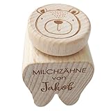 Feenstaub Milchzahndose personalisiert mit Namen, gravierte Zahndose Milchzähne Box aus Holz, Wackelzahn Dose, Zahnfee Box, individuelle Aufbewahrungsdose in Zahnform, Zahnbox Taufgeschenk