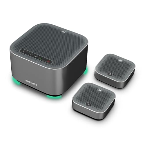 ROCWARE A10 Conference Speakerphone - USB Speakerphone with 360° Omnidirectional