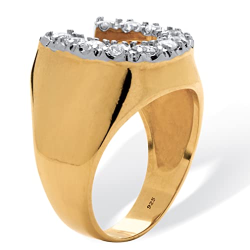 PalmBeach Men's Yellow Gold-plated Sterling Silver Round Cubic Zirconia Horseshoe Ring Sizes 7-16 Size 7 - Thumbnail 2
