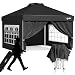 GVDV Pavillon 3x3 - Pop Up Faltpavillon Wasserdicht Stabil Winterfest mit 4 Seitenwänden & Rollentasche, Höhenverstellbar, UPF 50+ Sonnenschutz Partyzelt Klappbar für Camping, Flohmarkt, Schwarz