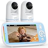Boifun Video Baby Monitor with 2 Cameras, 5-inch 720P IPS Screen, Dual 360 Camera, No Wifi, 3050mAh Battery, VOX Mode, Invisible Night Vision, Two-way Audio, Temperature Sensor, Lullabies, Elder,Twins - Image 1