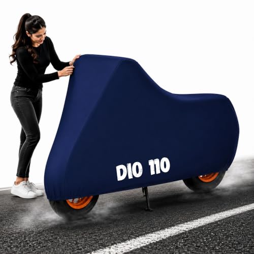 Image of Powerfull Scooty Body Cover for Dio 110 Dustproof Scratchproof - 100% Waterproof Dio 110 Cover for Two Wheeler, Outdoor Full Motorcycle Cover with UV, Duty, Rain Protection - Blue