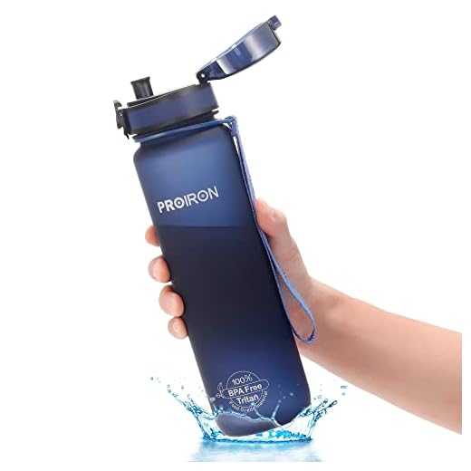 PROIRON Borraccia sportiva 1 litro a Prova di perdite - Bottiglia in Tritan per Bici, Palestra, Scuola, Ciclismo, Ufficio, Senza BPA (Blu)