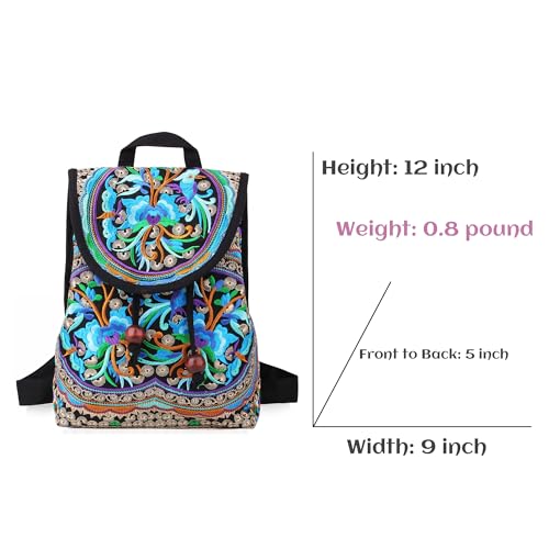 MAZEXY Embroidered Backpack Purse for Women, Boho Elegance Vintage Ethnic Floral Shoulder Handbag3