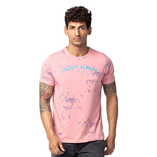 Image of Spykar Men's Slim Fit Round Neck Half Sleeve Printed Casual T-Shirt