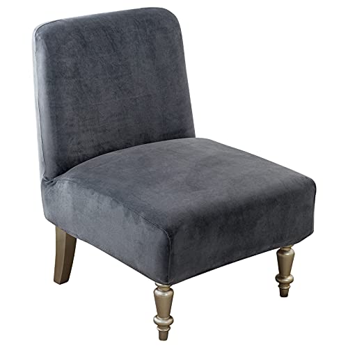 Leorate Velvet Armless Accent Chair Cover Slipper Chair Cover High Stretch Soft Armless Accent Slipcover, Removable Machine Washable Chair Covers Furniture Protector For Living Room Hotel(Deep Grey) #TOP5