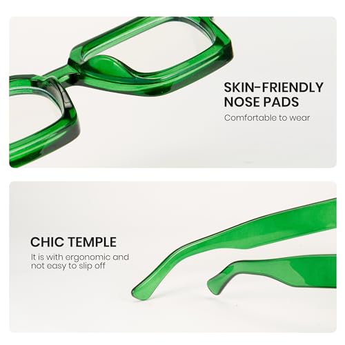 Image of Cyxus 99% Oversized Blue Light Blocking Glasses Women Men Chunky Rectangle Chic Preppy Frame Computer 8143